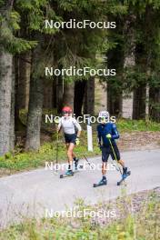 30.09.2024, Lavaze, Italy (ITA): Lisa Vittozzi (ITA), Mirco Romanin (ITA), coach Team Italy, (l-r) - Biathlon summer training, Lavaze (ITA). www.nordicfocus.com. © Barbieri/NordicFocus. Every downloaded picture is fee-liable.