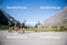 28.08.2024, Bessans, France (FRA): Eric Perrot, Emilien Jacquelin (FRA), Oscar Lombardot (FRA), Quentin Fillon-Maillet (FRA), (l-r) - Biathlon summer training, Bessans (FRA). www.nordicfocus.com. © Authamayou/NordicFocus. Every downloaded picture is fee-liable.