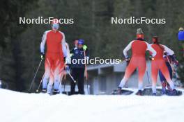 07.11.2024, Davos, Switzerland (SUI): Sebastian Stalder (SUI), Elisa Gasparin (SUI), Aita Gasparin (SUI), (l-r) - Biathlon training, snowfarming track, Davos (SUI). www.nordicfocus.com. © Manzoni/NordicFocus. Every downloaded picture is fee-liable.