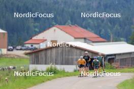 02.07.2024, Premanon, France (FRA): Fabien Claude (FRA), Emilien Jacquelin (FRA), Oscar Lombardot (FRA), Eric Perrot (FRA), (l-r) - Biathlon summer training, Premanon (FRA). www.nordicfocus.com. © Manzoni/NordicFocus. Every downloaded picture is fee-liable.