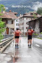 27.06.2024, Juf, Switzerland (SUI): Aita Gasparin (SUI), Elisa Gasparin (SUI), Joscha Burkhalter (SUI), (l-r) - Biathlon summer training, Juf (SUI). www.nordicfocus.com. © Manzoni/NordicFocus. Every downloaded picture is fee-liable.