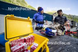 27.08.2024, Martell, Italy (ITA): Dorothea Wierer (ITA), Andrea Zattoni (ITA), coach Team Italy, (l-r) - Biathlon summer training, Martell (ITA). www.nordicfocus.com. © Vanzetta/NordicFocus. Every downloaded picture is fee-liable.