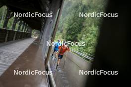 26.08.2024, Martell, Italy (ITA): Elia Zeni (ITA), Patrick Braunhofer (ITA), (l-r) - Biathlon summer training, Martell (ITA). www.nordicfocus.com. © Vanzetta/NordicFocus. Every downloaded picture is fee-liable.