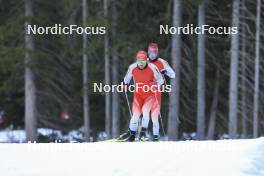 07.11.2024, Davos, Switzerland (SUI): Niklas Hartweg (SUI), Joscha Burkhalter (SUI), (l-r) - Biathlon training, snowfarming track, Davos (SUI). www.nordicfocus.com. © Manzoni/NordicFocus. Every downloaded picture is fee-liable.