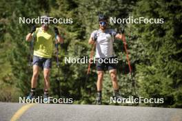 27.08.2024, Martell, Italy (ITA): Elia Zeni (ITA), Patrick Braunhofer (ITA), (l-r) - Biathlon summer training, Martell (ITA). www.nordicfocus.com. © Vanzetta/NordicFocus. Every downloaded picture is fee-liable.