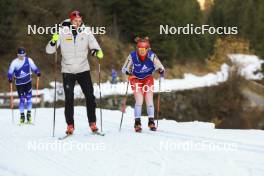 06.11.2024, Davos, Switzerland (SUI): Kein Einaste (EST), coach Team Switzerland, Lea Meier (SUI), (l-r) - Biathlon training, snowfarming track, Davos (SUI). www.nordicfocus.com. © Manzoni/NordicFocus. Every downloaded picture is fee-liable.