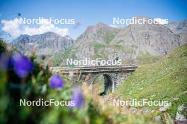 28.08.2024, Bessans, France (FRA): Oscar Lombardot (FRA), Quentin Fillon-Maillet (FRA), Eric Perrot, (l-r) - Biathlon summer training, Bessans (FRA). www.nordicfocus.com. © Authamayou/NordicFocus. Every downloaded picture is fee-liable.