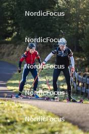 21.10.2024, Lavaze, Italy (ITA): Juni Arnekleiv (NOR), Maren Hjelmeset Kirkeeide (NOR), (l-r)  - Biathlon summer training, Lavaze (ITA). www.nordicfocus.com. © Vanzetta/NordicFocus. Every downloaded picture is fee-liable.