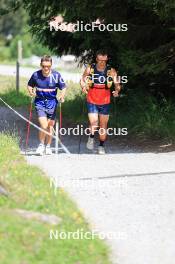 15.07.2024, Lenzerheide, Switzerland (SUI): Vaclav Cervenka (USA), Vincent Bonacci (USA), (l-r) - Biathlon summer training, Lenzerheide (SUI). www.nordicfocus.com. © Manzoni/NordicFocus. Every downloaded picture is fee-liable.