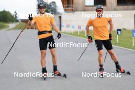 24.07.2024, Premanon, France (FRA): Emilien Claude (FRA), Florent Claude (BEL), (l-r) - Biathlon summer training, Premanon (FRA). www.nordicfocus.com. © Manzoni/NordicFocus. Every downloaded picture is fee-liable.