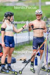 15.07.2024, Lenzerheide, Switzerland (SUI): Grace Castonguay (USA), Vaclav Cervenka (USA), (l-r) - Biathlon summer training, Lenzerheide (SUI). www.nordicfocus.com. © Manzoni/NordicFocus. Every downloaded picture is fee-liable.