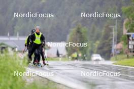 21.05.2024, Lenzerheide, Switzerland (SUI): Sebastian Stalder (SUI), Joscha Burkhalter (SUI), Yanis Keller (SUI), (l-r) - Biathlon summer training, Lenzerheide (SUI). www.nordicfocus.com. © Manzoni/NordicFocus. Every downloaded picture is fee-liable.