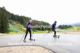 03.07.2024, Premanon, France (FRA): Fabien Claude (FRA), Oscar Lombardot (FRA), (l-r) - Biathlon summer training, Premanon (FRA). www.nordicfocus.com. © Manzoni/NordicFocus. Every downloaded picture is fee-liable.