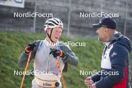 22.10.2024, Lavaze, Italy (ITA): Endre Stroemsheim (NOR), Siegfried Mazet (FRA), (l-r)  - Biathlon summer training, Lavaze (ITA). www.nordicfocus.com. © Vanzetta/NordicFocus. Every downloaded picture is fee-liable.