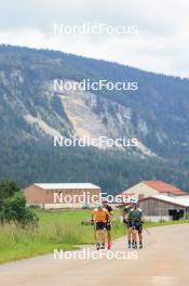 02.07.2024, Premanon, France (FRA): Fabien Claude (FRA), Emilien Jacquelin (FRA), Oscar Lombardot (FRA), Eric Perrot (FRA), (l-r) - Biathlon summer training, Premanon (FRA). www.nordicfocus.com. © Manzoni/NordicFocus. Every downloaded picture is fee-liable.