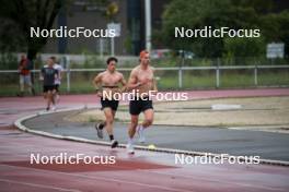 15.06.2024, Grenoble, France (FRA): Oscar Lombardot (FRA), Emilien Jacquelin (FRA), (l-r) - Biathlon summer training, Grenoble (FRA). www.nordicfocus.com. © Joly/NordicFocus. Every downloaded picture is fee-liable.