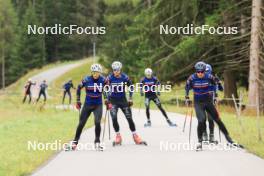 16.09.2024, Lenzerheide, Switzerland (SUI): Fabien Claude (FRA), Emilien Jacquelin (FRA), Eric Perrot (FRA), Oscar Lombardot (FRA), Quentin Fillon Maillet (FRA), (l-r) - Biathlon summer training, Lenzerheide (SUI). www.nordicfocus.com. © Manzoni/NordicFocus. Every downloaded picture is fee-liable.