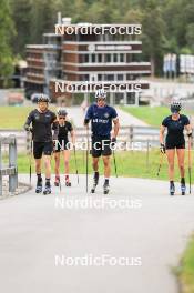 05.09.2024, Lenzerheide, Switzerland (SUI): Elisa Gasparin (SUI), Gion Stalder (SUI), Niklas Hartweg (SUI), Aita Gasparin (SUI), (l-r) - Biathlon summer training, Lenzerheide (SUI). www.nordicfocus.com. © Manzoni/NordicFocus. Every downloaded picture is fee-liable.