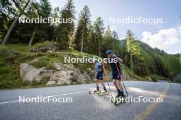 27.08.2024, Martell, Italy (ITA): Didier Bionaz (ITA), Lukas Hofer (ITA), (l-r) - Biathlon summer training, Martell (ITA). www.nordicfocus.com. © Vanzetta/NordicFocus. Every downloaded picture is fee-liable.