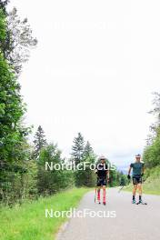 02.07.2024, Premanon, France (FRA): Emilien Jacquelin (FRA), Eric Perrot (FRA), (l-r) - Biathlon summer training, Premanon (FRA). www.nordicfocus.com. © Manzoni/NordicFocus. Every downloaded picture is fee-liable.