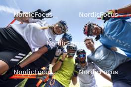 27.08.2024, Martell, Italy (ITA): Dorothea Wierer (ITA), Lukas Hofer (ITA), Elia Zeni (ITA), Patrick Braunhofer (ITA), Didier Bionaz (ITA), Tommaso Giacomel (ITA), (l-r) - Biathlon summer training, Martell (ITA). www.nordicfocus.com. © Vanzetta/NordicFocus. Every downloaded picture is fee-liable.