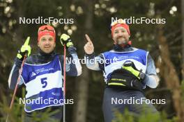 06.11.2024, Davos, Switzerland (SUI): Martin Janousek (CZE), Service Technician Team Switzerland, Daniel Hackhofer (ITA), coach Team Switzerland, (l-r) - Biathlon training, snowfarming track, Davos (SUI). www.nordicfocus.com. © Manzoni/NordicFocus. Every downloaded picture is fee-liable.