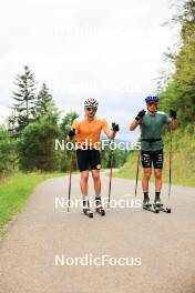 02.07.2024, Premanon, France (FRA): Fabien Claude (FRA), Oscar Lombardot (FRA), (l-r) - Biathlon summer training, Premanon (FRA). www.nordicfocus.com. © Manzoni/NordicFocus. Every downloaded picture is fee-liable.