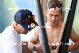 18.07.2024, Lenzerheide, Switzerland (SUI): Armin Auchentaller (ITA), Coach Team USA, Vaclav Cervenka (USA), (l-r) - Biathlon summer training, Lenzerheide (SUI). www.nordicfocus.com. © Manzoni/NordicFocus. Every downloaded picture is fee-liable.