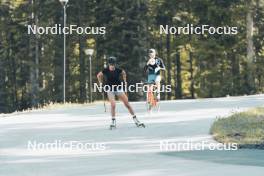 19.05.2024, Forni Avoltri, Italy (ITA): Rebecca Passler (ITA), Mirco Romanin (ITA), coach Team Italy, (l-r) - Biathlon summer training, Forni Avoltri (ITA). www.nordicfocus.com. © Del Fabbro/NordicFocus. Every downloaded picture is fee-liable.