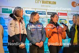 14.09.2024, Dresden, Germany (GER): Karoline Knotten (NOR), Johanna Puff (GER), Franziska Preuss (GER), (l-r) - City Biathlon - Dresden (GER). www.nordicfocus.com. © Reichert/NordicFocus. Every downloaded picture is fee-liable.