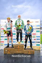 15.09.2024, Dresden, Germany (GER): Johannes Thingnes Boe (NOR), Jakov Fak (SLO), Justus Strelow (GER), (l-r) - City Biathlon - Dresden (GER). www.nordicfocus.com. © Reichert/NordicFocus. Every downloaded picture is fee-liable.