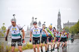 15.09.2024, Dresden, Germany (GER): Jakov Fak (SLO), Johannes Thingnes Boe (NOR), Tarjei Boe (NOR), (l-r) - City Biathlon - Dresden (GER). www.nordicfocus.com. © Reichert/NordicFocus. Every downloaded picture is fee-liable.