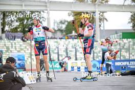 15.09.2024, Dresden, Germany (GER): Tarjei Boe (NOR), Johannes Thingnes Boe (NOR), (l-r) - City Biathlon - Dresden (GER). www.nordicfocus.com. © Reichert/NordicFocus. Every downloaded picture is fee-liable.