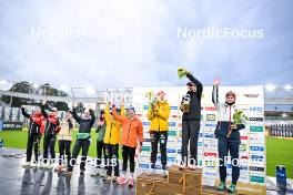 15.09.2024, Dresden, Germany (GER): Anna Andexer (AUT), Anna Gandler (AUT), Paulina Fialkova (SVK), Ingrid Landmark Tandrevold (NOR), Marketa Davidova (CZE), Marion Wiesensarter (GER), Franziska Preuss (GER), Johanna Puff (GER), Lisa Vittozzi (ITA), Karoline Knotten (NOR), (l-r) - City Biathlon - Dresden (GER). www.nordicfocus.com. © Reichert/NordicFocus. Every downloaded picture is fee-liable.