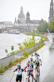 15.09.2024, Dresden, Germany (GER): David Komatz (AUT), Johannes Thingnes Boe (NOR), Jakov Fak (SLO), Roman Rees (GER), Tero Seppala (FIN), (l-r) - City Biathlon - Dresden (GER). www.nordicfocus.com. © Reichert/NordicFocus. Every downloaded picture is fee-liable.