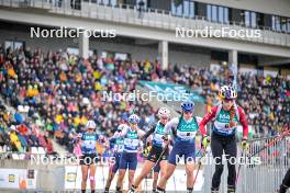 15.09.2024, Dresden, Germany (GER): Anna Gandler (AUT), Johanna Puff (GER), Anna Andexer (AUT), Marketa Davidova (CZE), (l-r) - City Biathlon - Dresden (GER). www.nordicfocus.com. © Reichert/NordicFocus. Every downloaded picture is fee-liable.