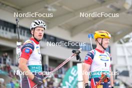 15.09.2024, Dresden, Germany (GER): Tarjei Boe (NOR), Johannes Thingnes Boe (NOR), (l-r) - City Biathlon - Dresden (GER). www.nordicfocus.com. © Reichert/NordicFocus. Every downloaded picture is fee-liable.