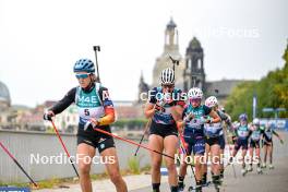 15.09.2024, Dresden, Germany (GER): Franziska Preuss (GER), Karoline Knotten (NOR), Ingrid Landmark Tandrevold (NOR), (l-r) - City Biathlon - Dresden (GER). www.nordicfocus.com. © Reichert/NordicFocus. Every downloaded picture is fee-liable.