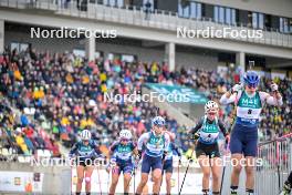 15.09.2024, Dresden, Germany (GER): Anna Gandler (AUT), Johanna Puff (GER), Anna Andexer (AUT), (l-r) - City Biathlon - Dresden (GER). www.nordicfocus.com. © Reichert/NordicFocus. Every downloaded picture is fee-liable.