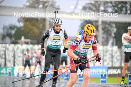 15.09.2024, Dresden, Germany (GER): Justus Strelow (GER), Johannes Thingnes Boe (NOR), (l-r) - City Biathlon - Dresden (GER). www.nordicfocus.com. © Reichert/NordicFocus. Every downloaded picture is fee-liable.