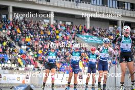 15.09.2024, Dresden, Germany (GER): Karoline Knotten (NOR), Ingrid Landmark Tandrevold (NOR), Lisa Vittozzi (ITA), Anna Gandler (AUT), Johanna Puff (GER), (l-r) - City Biathlon - Dresden (GER). www.nordicfocus.com. © Reichert/NordicFocus. Every downloaded picture is fee-liable.