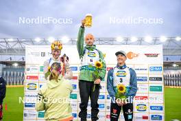 15.09.2024, Dresden, Germany (GER): Johannes Thingnes Boe (NOR), Jakov Fak (SLO), Justus Strelow (GER), (l-r) - City Biathlon - Dresden (GER). www.nordicfocus.com. © Reichert/NordicFocus. Every downloaded picture is fee-liable.