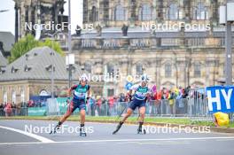 15.09.2024, Dresden, Germany (GER): Ingrid Landmark Tandrevold (NOR), Anna Gandler (AUT), (l-r) - City Biathlon - Dresden (GER). www.nordicfocus.com. © Reichert/NordicFocus. Every downloaded picture is fee-liable.