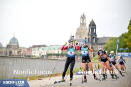 15.09.2024, Dresden, Germany (GER): Marketa Davidova (CZE), Franziska Preuss (GER), Karoline Knotten (NOR), (l-r) - City Biathlon - Dresden (GER). www.nordicfocus.com. © Reichert/NordicFocus. Every downloaded picture is fee-liable.