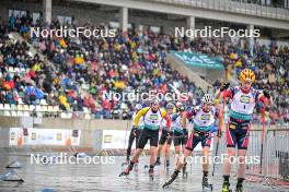 15.09.2024, Dresden, Germany (GER): Florent Claude (BEL), Tarjei Boe (NOR), Johannes Thingnes Boe (NOR), (l-r) - City Biathlon - Dresden (GER). www.nordicfocus.com. © Reichert/NordicFocus. Every downloaded picture is fee-liable.