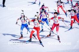 22.03.2024, Meribel, France (FRA): Juliette Oliva (FRA), Rosalie Odile (FRA), Matilda Dodos (FRA), (l-r)  - French Championships biathlon, mass, Meribel (FRA). www.nordicfocus.com. © Thibaut/NordicFocus. Every downloaded picture is fee-liable.