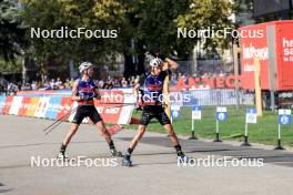 31.08.2024, Annecy, France (FRA): Jakov Fak (SLO), Eric Perrot (FRA), (l-r) - Martin Fourcade Nordic Festival Biathlon, Annecy (FRA). www.nordicfocus.com. © Manzoni/NordicFocus. Every downloaded picture is fee-liable.