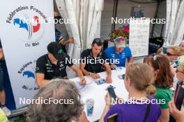 30.08.2024, Annecy, France (FRA): Emilien Jacquelin (FRA), Quentin Fillon Maillet (FRA), Nils Alegre (FRA), (l-r)  - Martin Fourcade Nordic Festival Biathlon, Annecy (FRA). www.nordicfocus.com. © Thibaut/NordicFocus. Every downloaded picture is fee-liable.