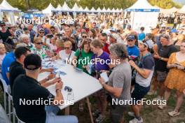 30.08.2024, Annecy, France (FRA): Emilien Jacquelin (FRA), Quentin Fillon Maillet (FRA), Nils Alegre (FRA), (l-r)  - Martin Fourcade Nordic Festival Biathlon, Annecy (FRA). www.nordicfocus.com. © Thibaut/NordicFocus. Every downloaded picture is fee-liable.