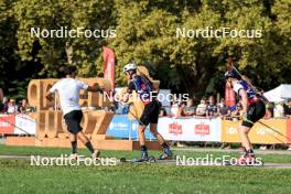 31.08.2024, Annecy, France (FRA): Eric Perrot (FRA), Johannes Kuehn (GER), (l-r) - Martin Fourcade Nordic Festival Biathlon, Annecy (FRA). www.nordicfocus.com. © Manzoni/NordicFocus. Every downloaded picture is fee-liable.